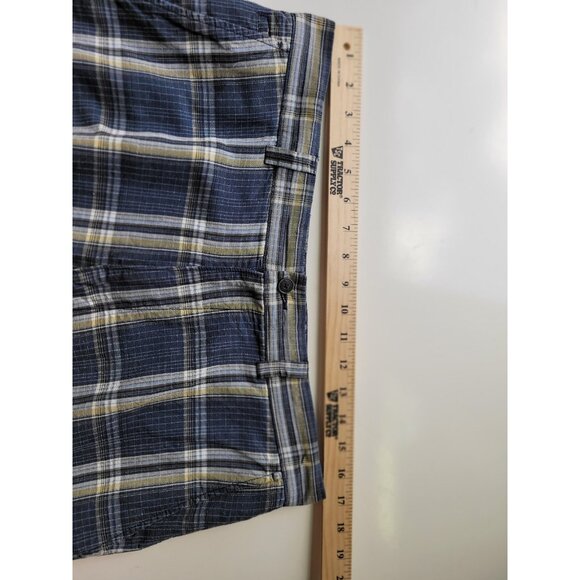 Tommy Bahama Shorts Men 33 Linen Silk Blue Yellow Plaid Flat Front Golf - Picture 4 of 14